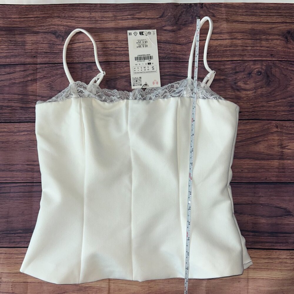 Zara White Lace Trim Camisole Top - New with Tags - Picture 10 of 11